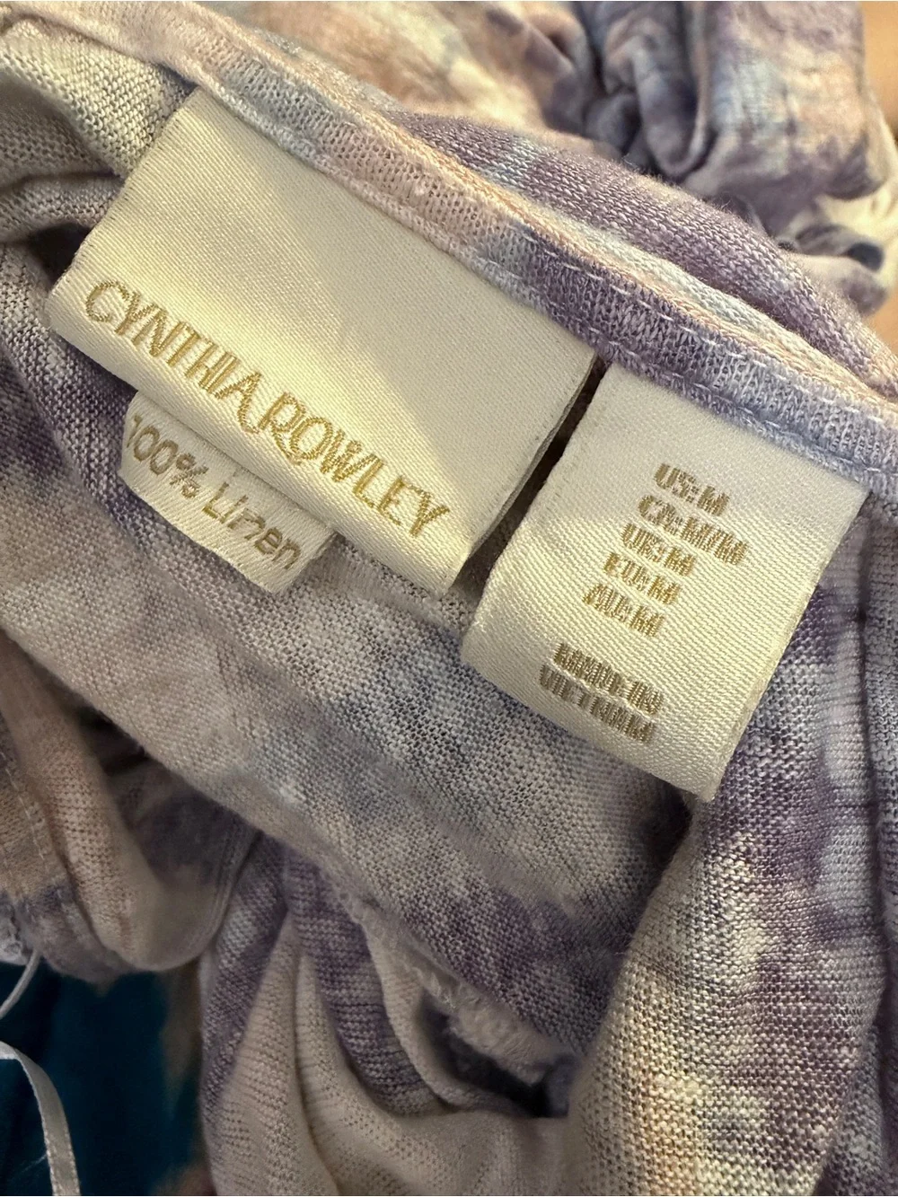 Cynthia Rowley 100% linen Pastel Tie-Dye V-Neck Drawstring Coverup Dress